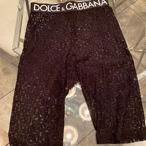 Black Dolce and Gabbana women see through shorts size Large Jacquard Tulle